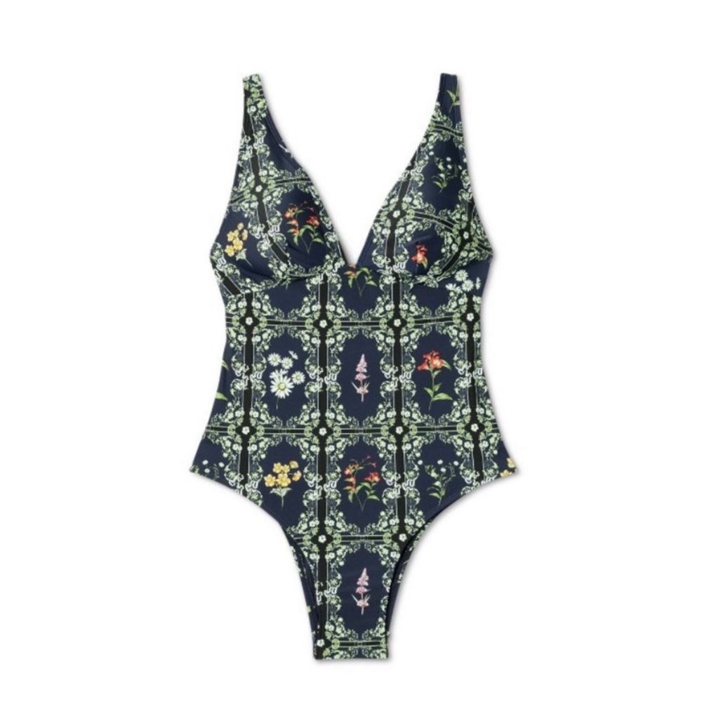 Aguabendita for Target dainty floral tile print one piece swimsuit size XXL NWOT